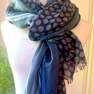 Christopher Fisher Silk Multi Design Scarf 
Slate Blue Grey Sheer